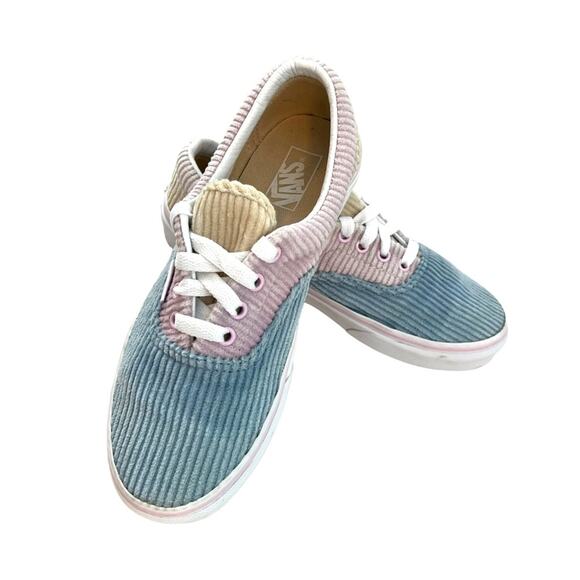 Vans Sneaker Girls Corduroy Era Pastel Color Block Skate Shoes Size US Kids 4 - Picture 2 of 11
